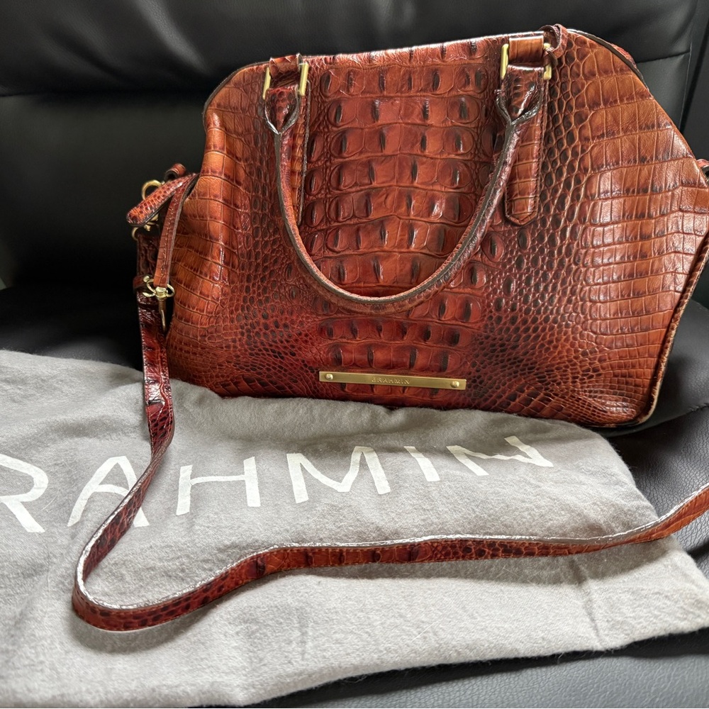 Brahmin Brown Textured Leather Satchel